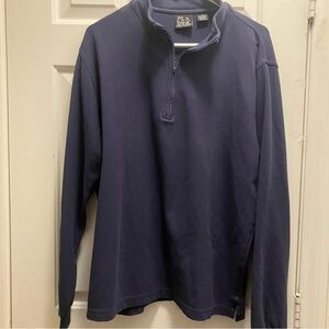 Jos A Bank Traveler 100% Cotton 1/4 Zip Pullover Sweater Navy Blue Size Large